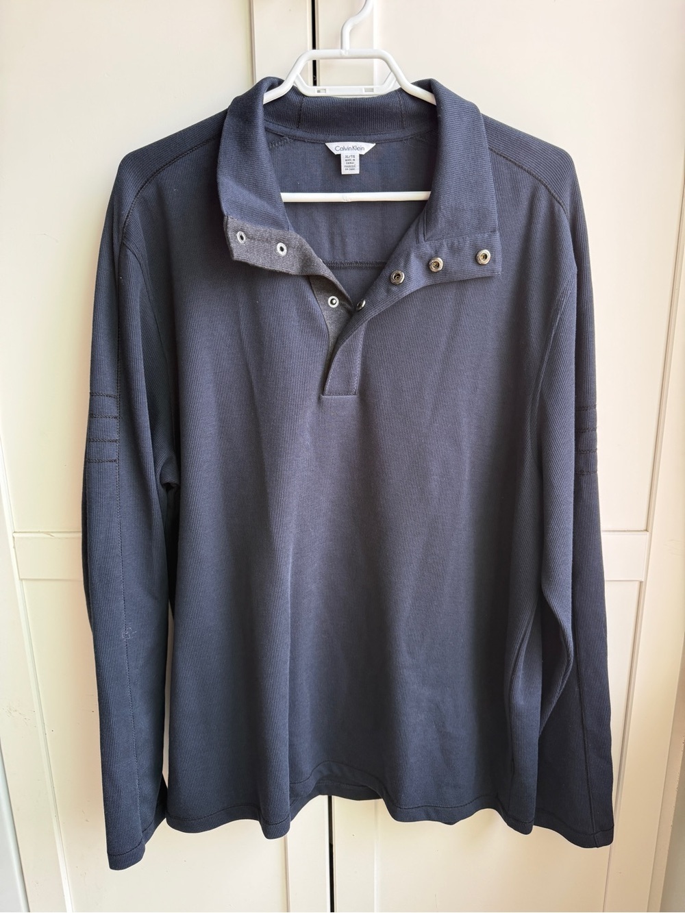 90s Minimalism Quiet Luxury Calvin Klein 100% Cotton Mens XL Navy Pullover